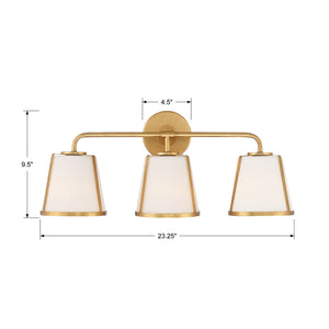 Crystorama - FUL-913-GA - Three Light Bath - Fulton - Antique Gold