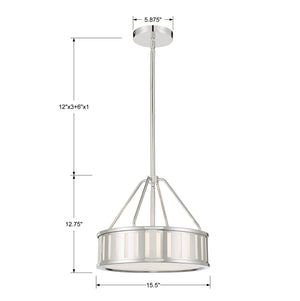 Crystorama - KEN-8303-PN - Three Light Pendant - Kendal - Polished Nickel