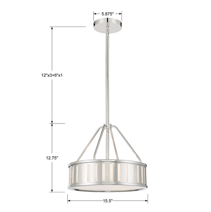 Crystorama - KEN-8303-PN - Three Light Pendant - Kendal - Polished Nickel