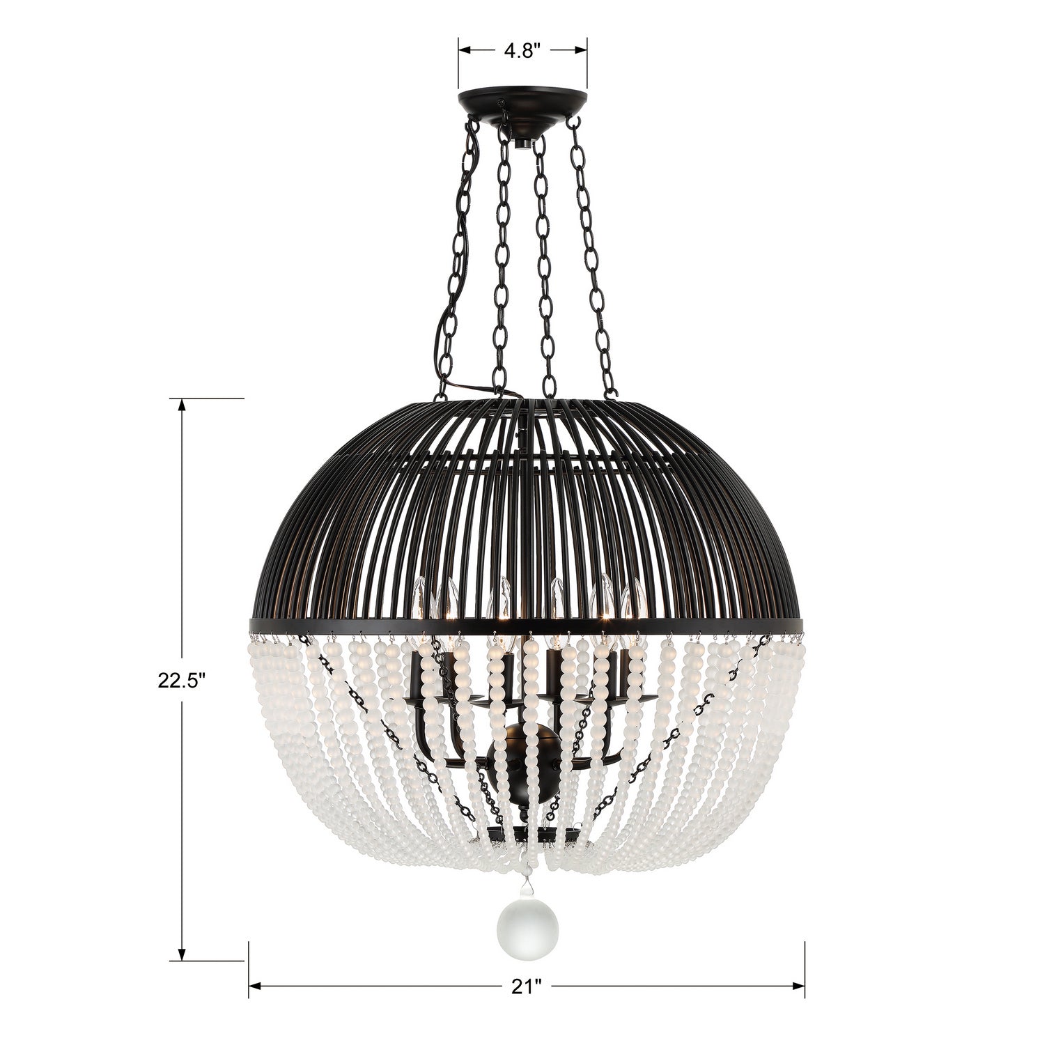 Crystorama - DUV-626-MK - Six Light Pendant - Duval - Matte Black