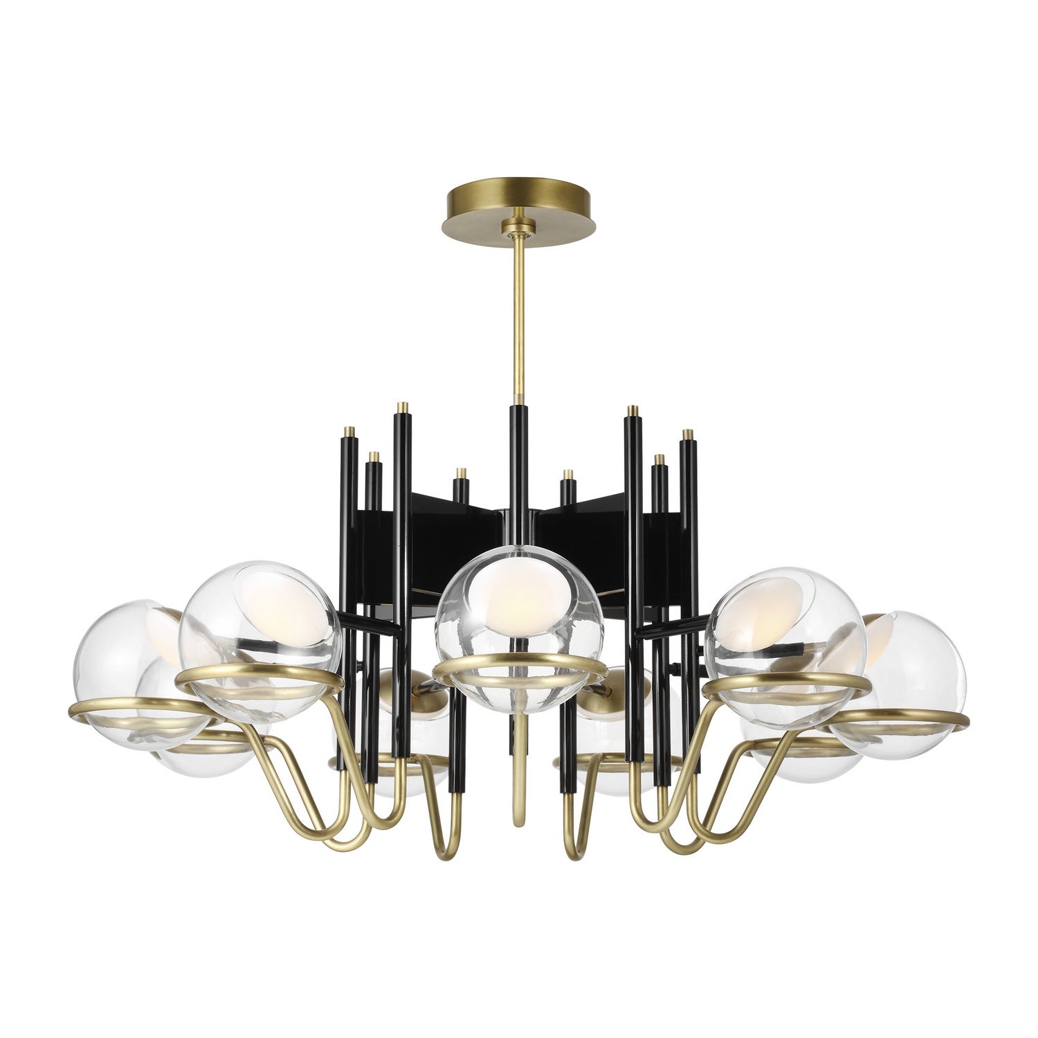 Visual Comfort Modern - 700CRBY9BNB-LED927-277 - LED Chandelier - Crosby - Glossy Black/Natural Brass