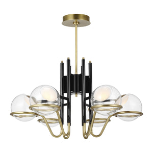 Visual Comfort Modern - 700CRBY6BNB-LED927 - LED Chandelier - Crosby - Glossy Black/Natural Brass