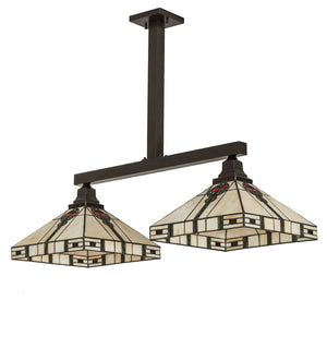 Meyda Tiffany - 247409 - Two Light Island Pendant - Parker Poppy - Craftsman Brown