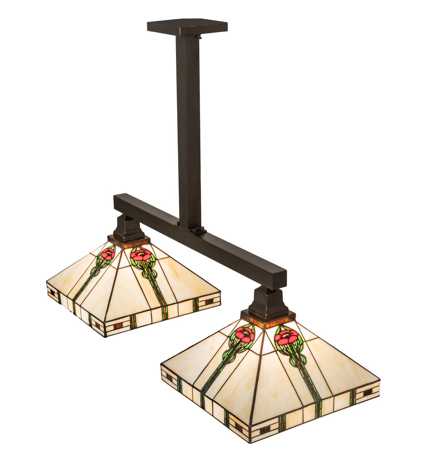 Meyda Tiffany - 247409 - Two Light Island Pendant - Parker Poppy - Craftsman Brown