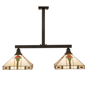 Meyda Tiffany - 247409 - Two Light Island Pendant - Parker Poppy - Craftsman Brown