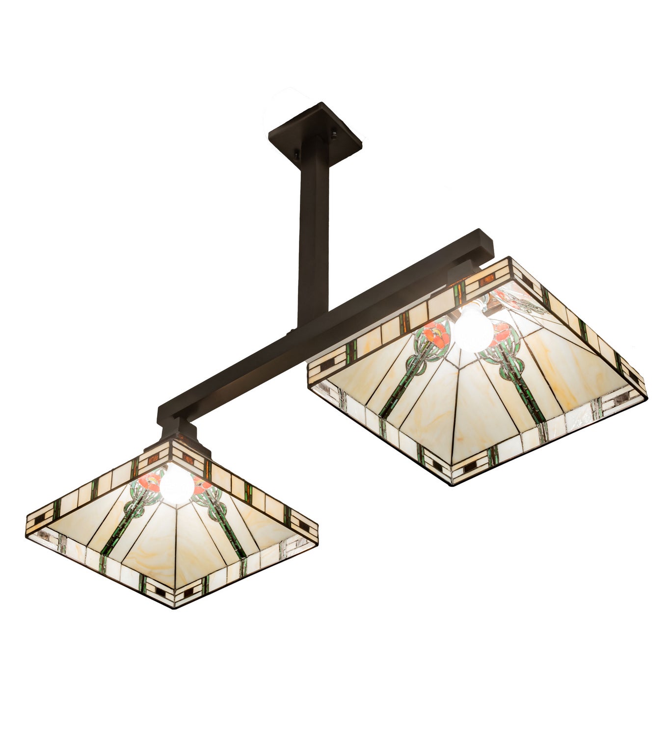 Meyda Tiffany - 247409 - Two Light Island Pendant - Parker Poppy - Craftsman Brown