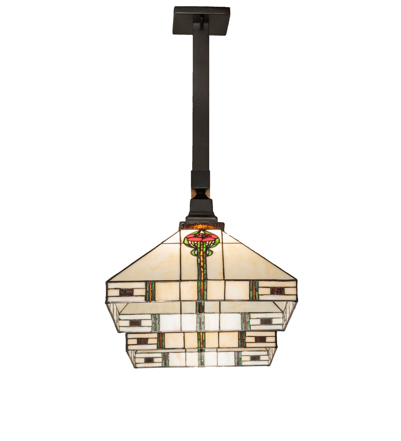 Meyda Tiffany - 247409 - Two Light Island Pendant - Parker Poppy - Craftsman Brown