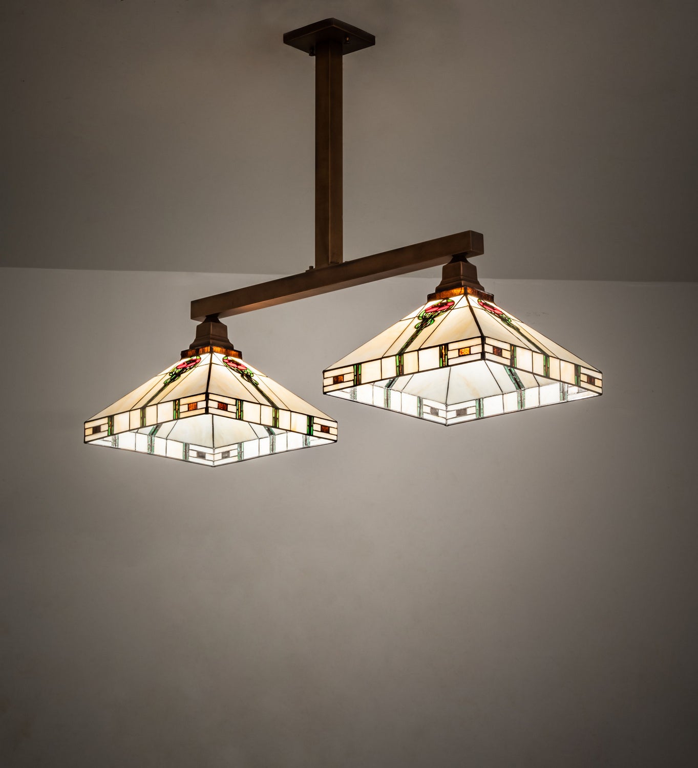 Meyda Tiffany - 250066 - Two Light Island Pendant - Parker Poppy - Craftsman Brown