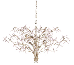 Currey and Company - 9000-0846 - Six Light Chandelier - Gloriana - Silver Granello/Pink