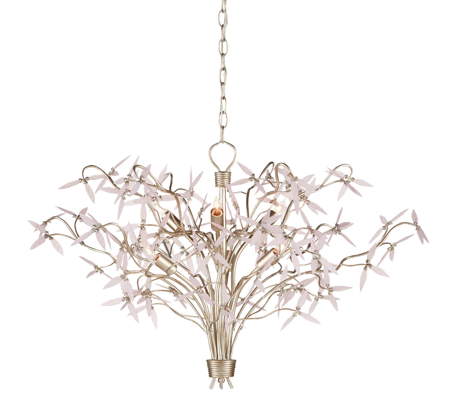 Currey and Company - 9000-0846 - Six Light Chandelier - Gloriana - Silver Granello/Pink