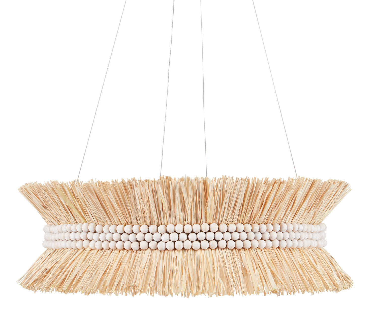 Currey and Company - 9000-0875 - Six Light Chandelier - Jamie Beckwith - Sugar White/Natural Raffia