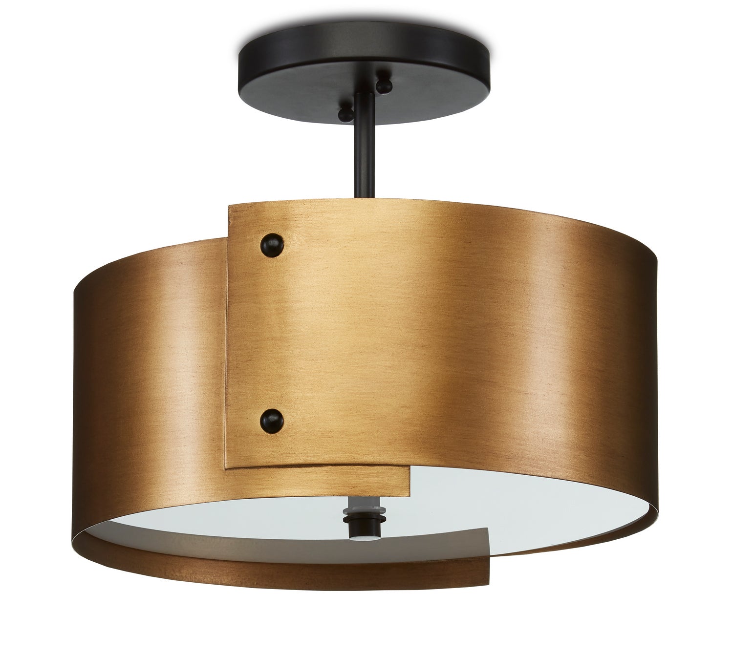 Currey and Company - 9999-0063 - One Light Semi-Flush Mount - Ritsu - Antique Brass/Black