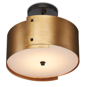 Currey and Company - 9999-0063 - One Light Semi-Flush Mount - Ritsu - Antique Brass/Black