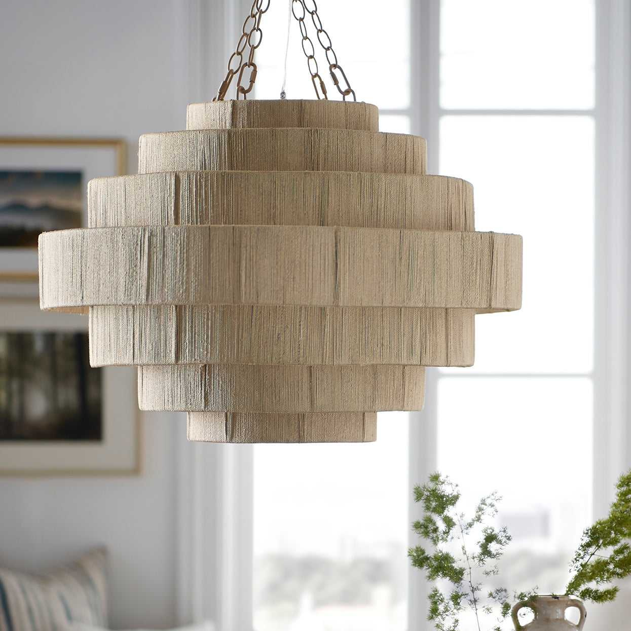 Palecek - 2005-79 - Four Light Pendant - Everly - Taupe