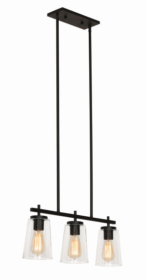 AFX Lighting - JNNP0523MBBK - Three Light Linear Pendant - Joanna - Textured Black