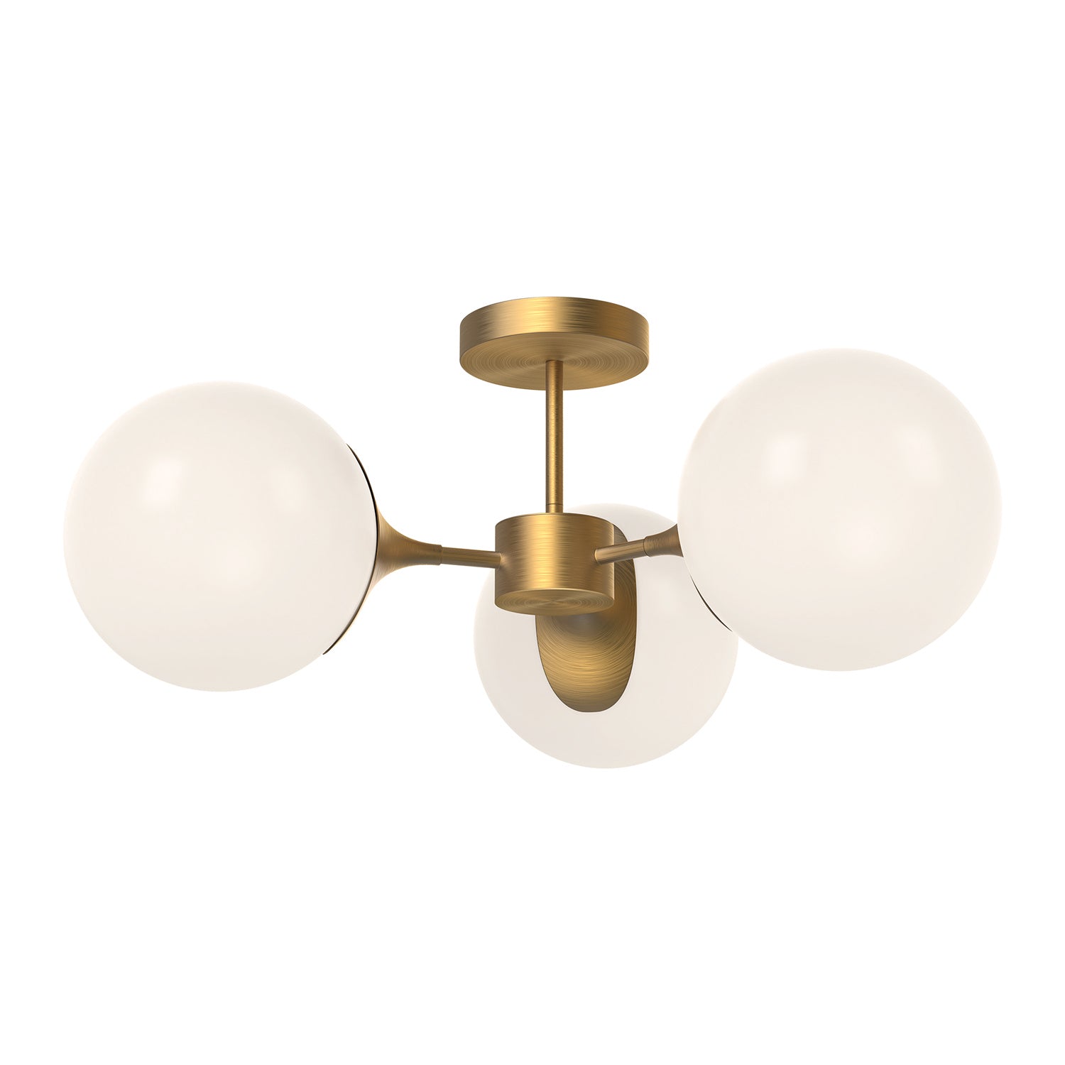 Alora - SF505326AGOP - Three Light Semi-Flush Mount - Nouveau - Aged Gold/Opal Matte Glass