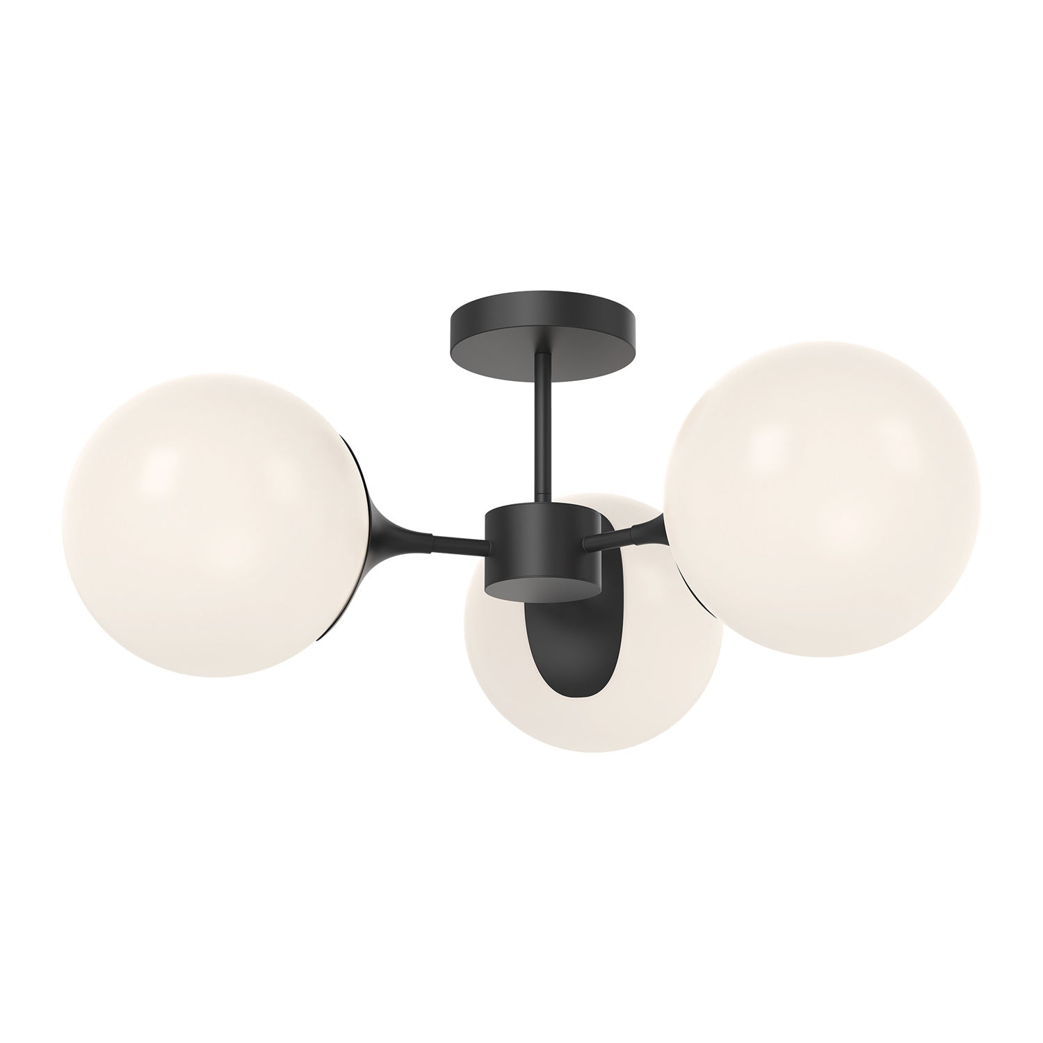 Alora - SF505326MBOP - Three Light Semi-Flush Mount - Nouveau - Matte Black/Opal Matte Glass