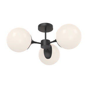 Alora - SF505326MBOP - Three Light Semi-Flush Mount - Nouveau - Matte Black/Opal Matte Glass