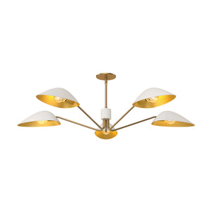 Alora - PD550545WHAG - Five Light Pendant - Oscar - Aged Gold/White