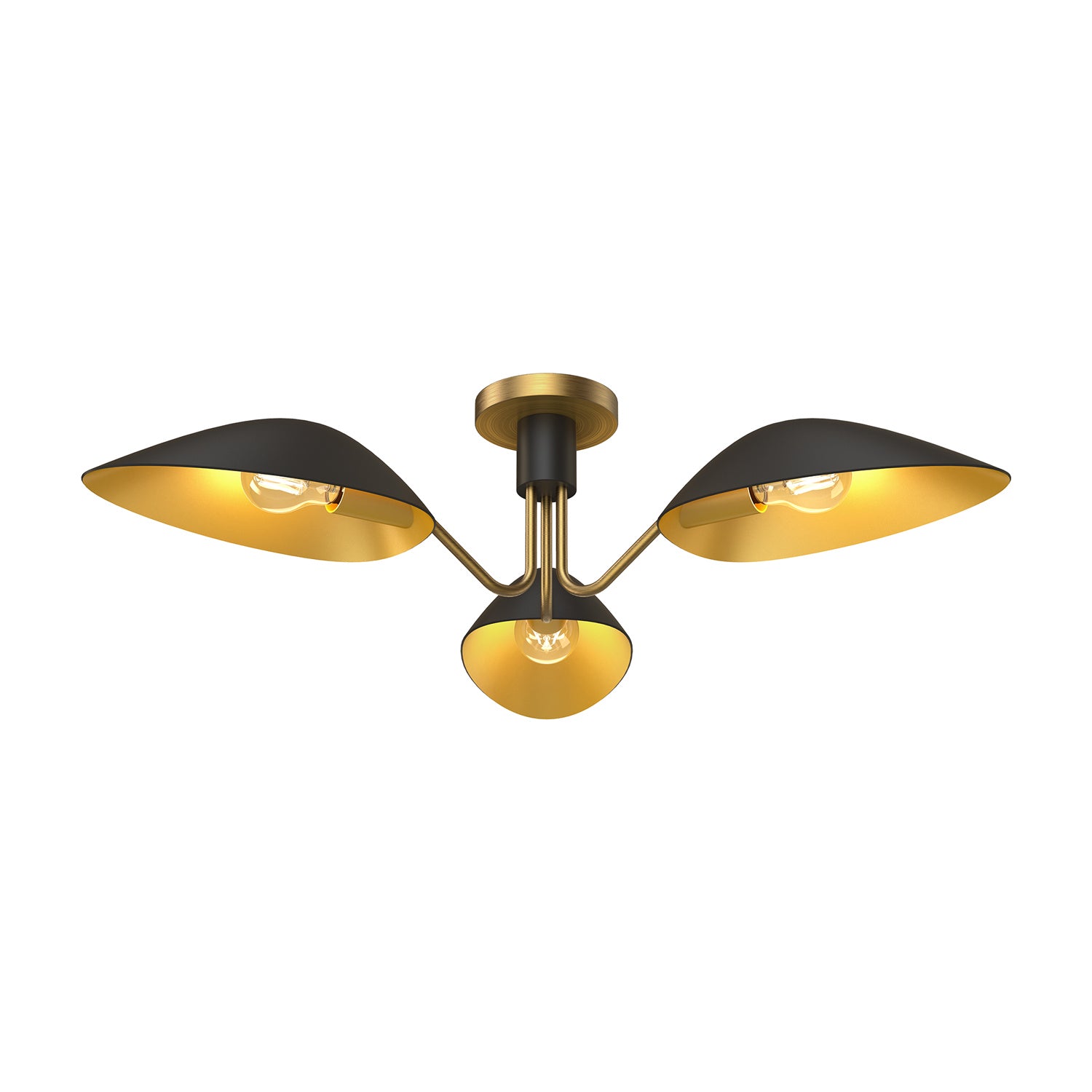 Alora - SF550332MBAG - Three Light Semi-Flush Mount - Oscar - Aged Gold/Matte Black