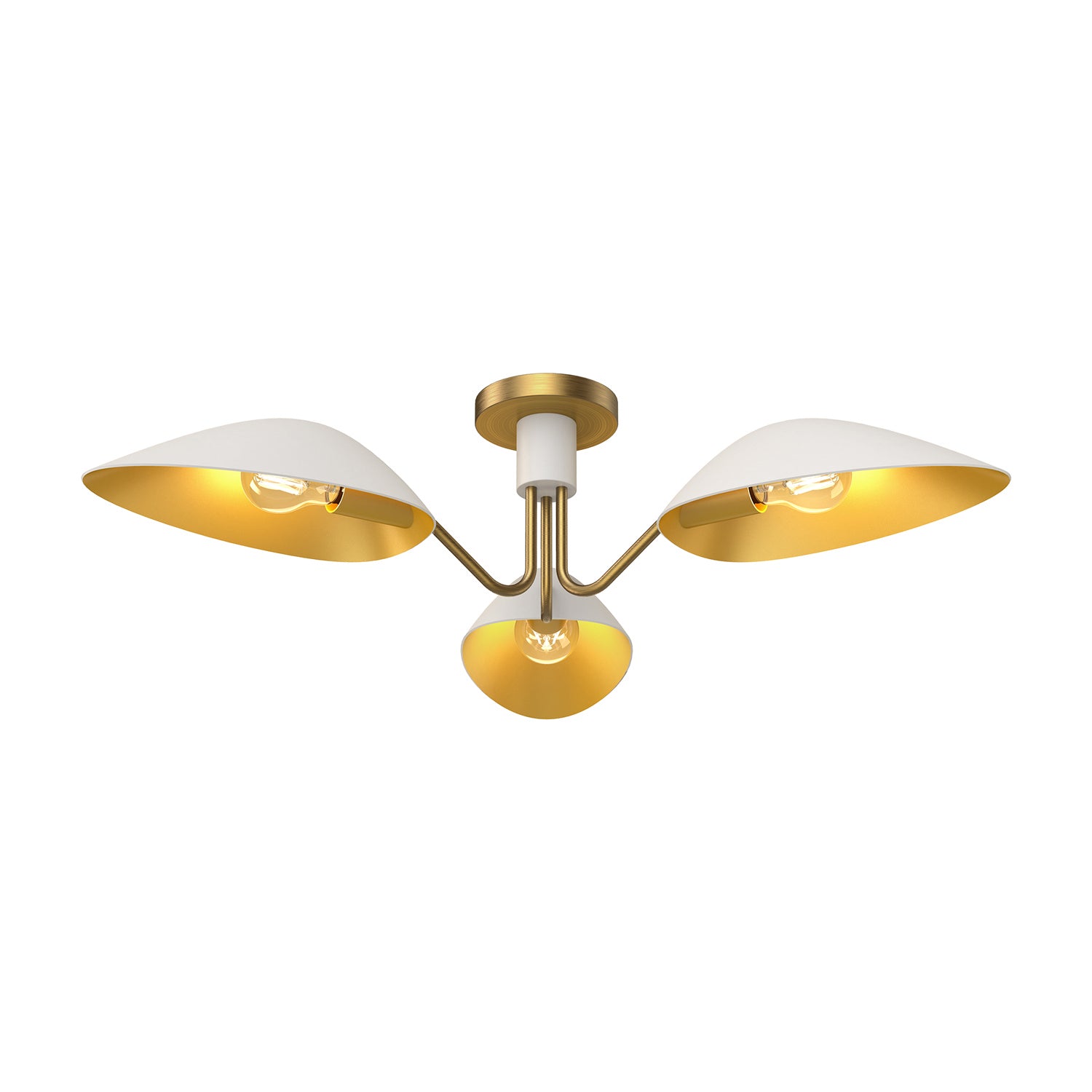 Alora - SF550332WHAG - Three Light Semi-Flush Mount - Oscar - Aged Gold/White