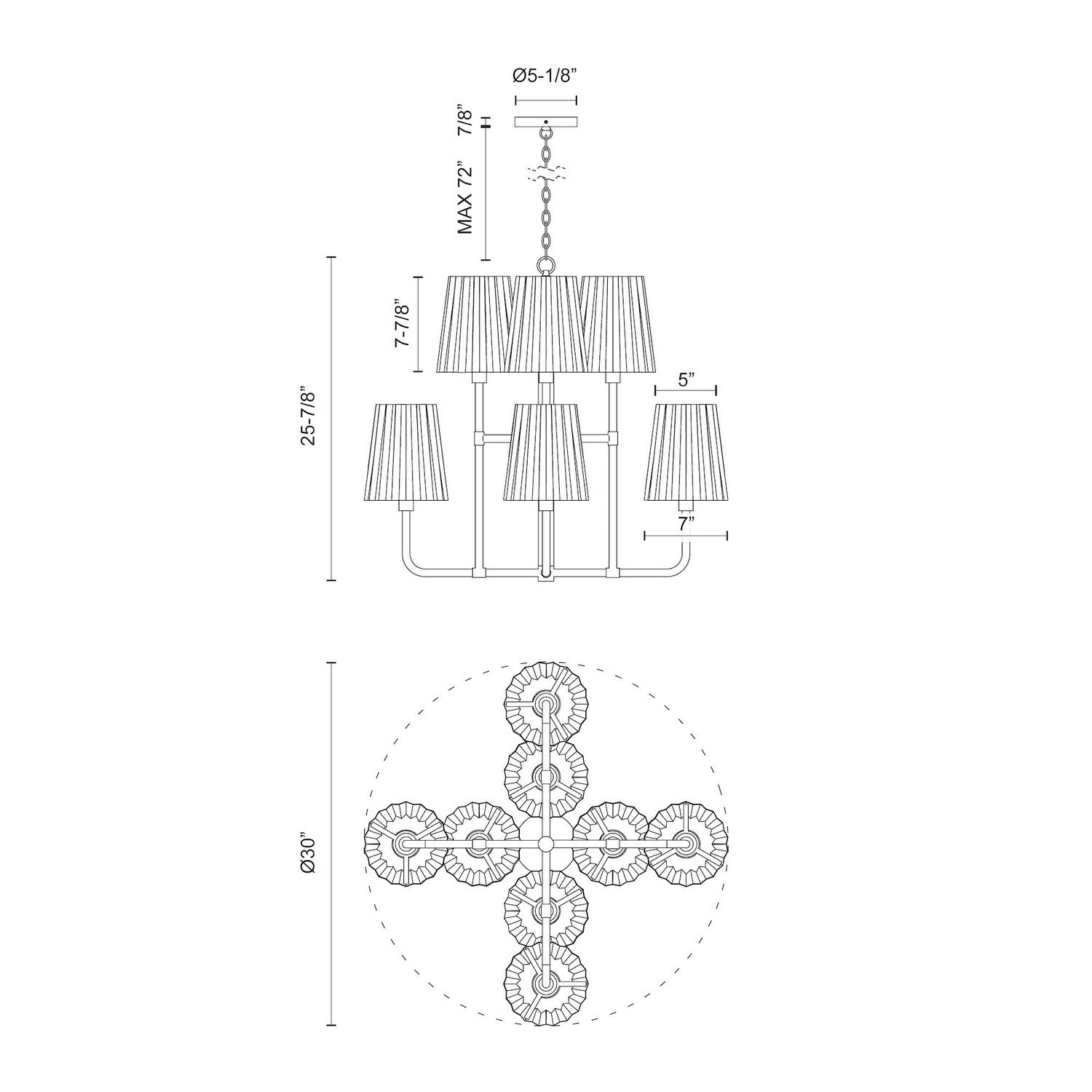 Alora - CH528830MB - Eight Light Chandelier - Plisse - Matte Black