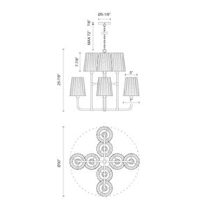 Alora - CH528830MB - Eight Light Chandelier - Plisse - Matte Black