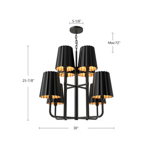 Alora - CH528830MB - Eight Light Chandelier - Plisse - Matte Black