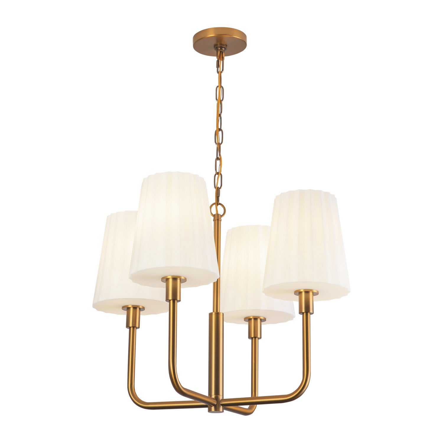 Alora - CH628423AGOP - Four Light Chandelier - Plisse - Aged Gold/Opal Matte Glass