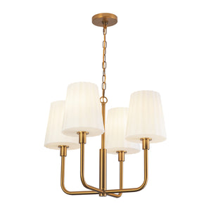 Alora - CH628423AGOP - Four Light Chandelier - Plisse - Aged Gold/Opal Matte Glass