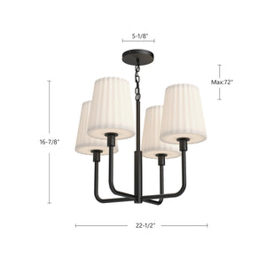 Alora - CH628423CHOP - Four Light Chandelier - Plisse - Chrome/Opal Matte Glass