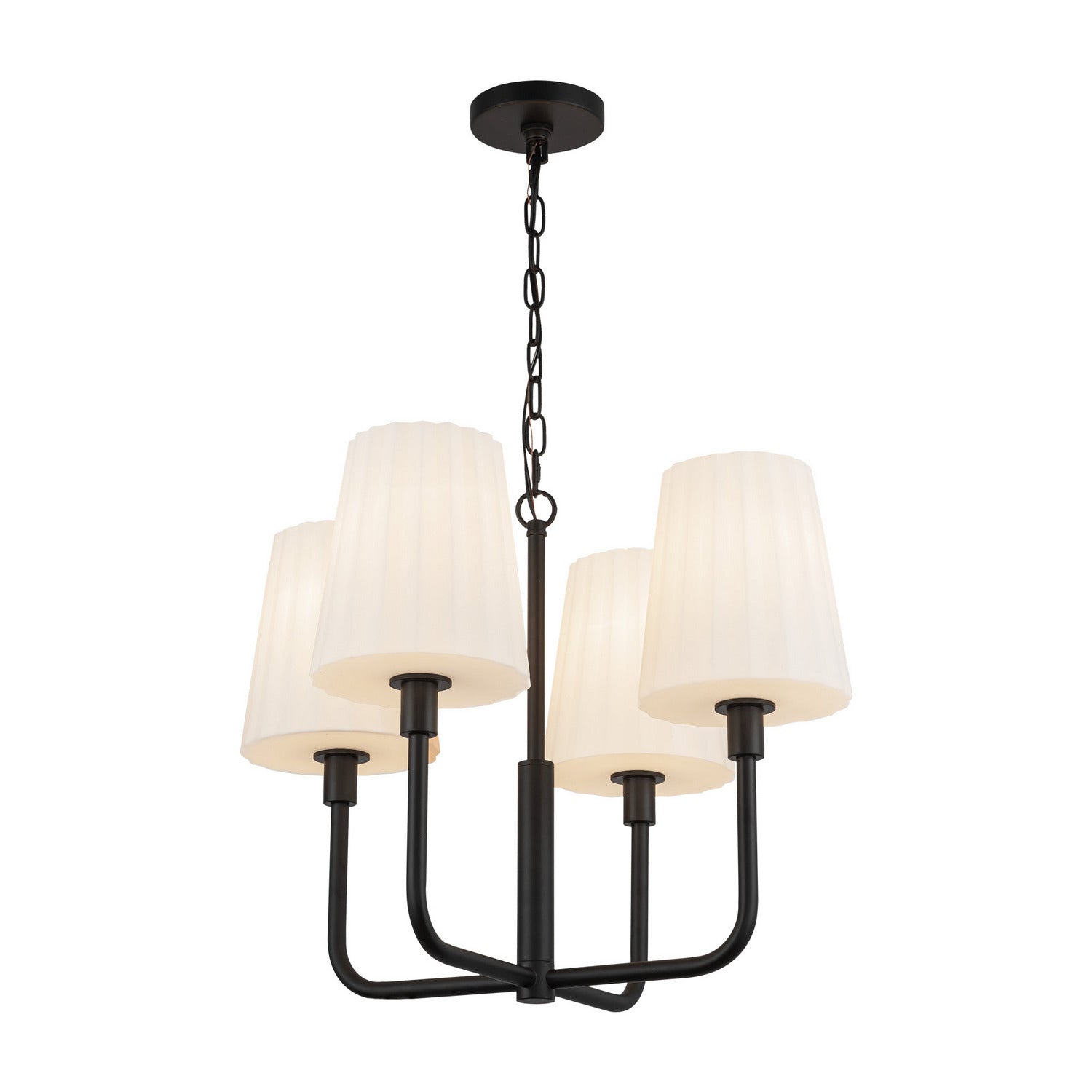 Alora - CH628423MBOP - Four Light Chandelier - Plisse - Matte Black/Opal Matte Glass