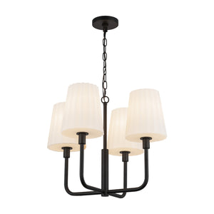 Alora - CH628423MBOP - Four Light Chandelier - Plisse - Matte Black/Opal Matte Glass