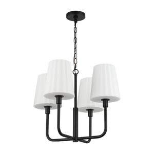 Alora - CH628423MBOP - Four Light Chandelier - Plisse - Matte Black/Opal Matte Glass