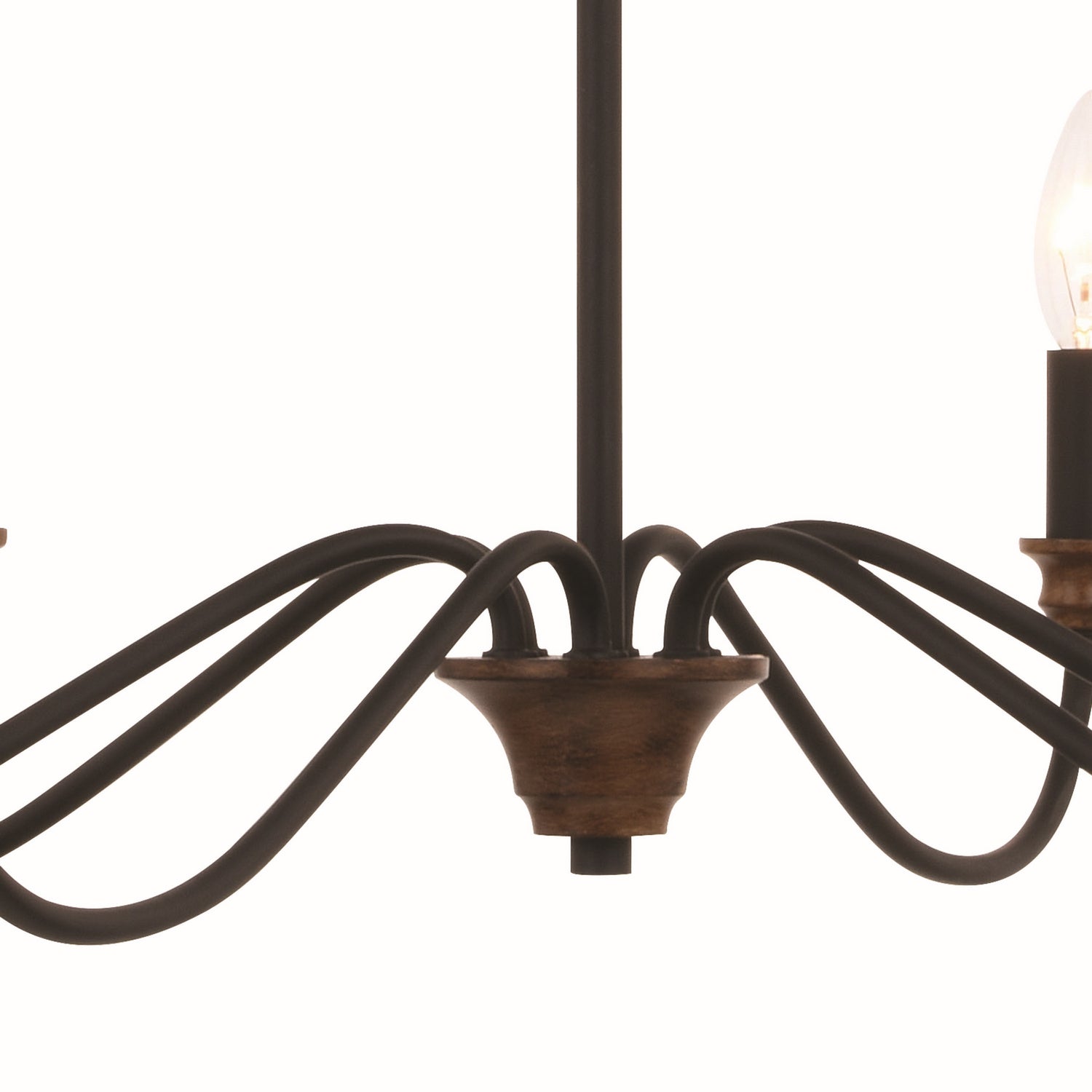 Vaxcel - H0265 - Six Light Chandelier - Annabelle - Matte Black and Brushed Walnut