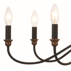 Vaxcel - H0265 - Six Light Chandelier - Annabelle - Matte Black and Brushed Walnut