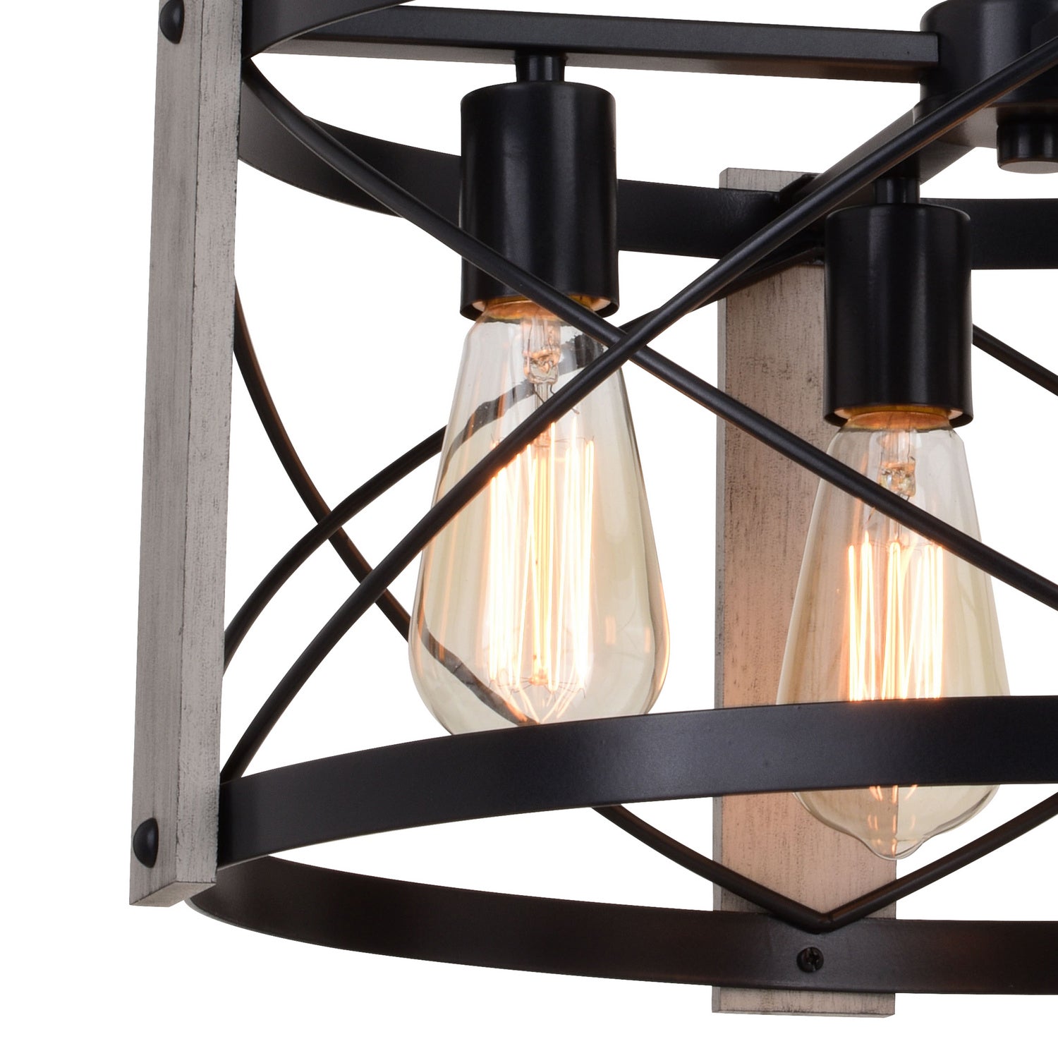 Vaxcel - P0365 - Four Light Pendant - Burien - Black and Washed Ash