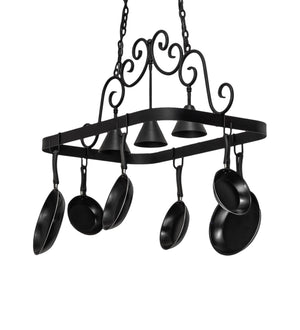 Meyda Tiffany - 247727 - Three Light Pot Rack - Elana - Blackwash