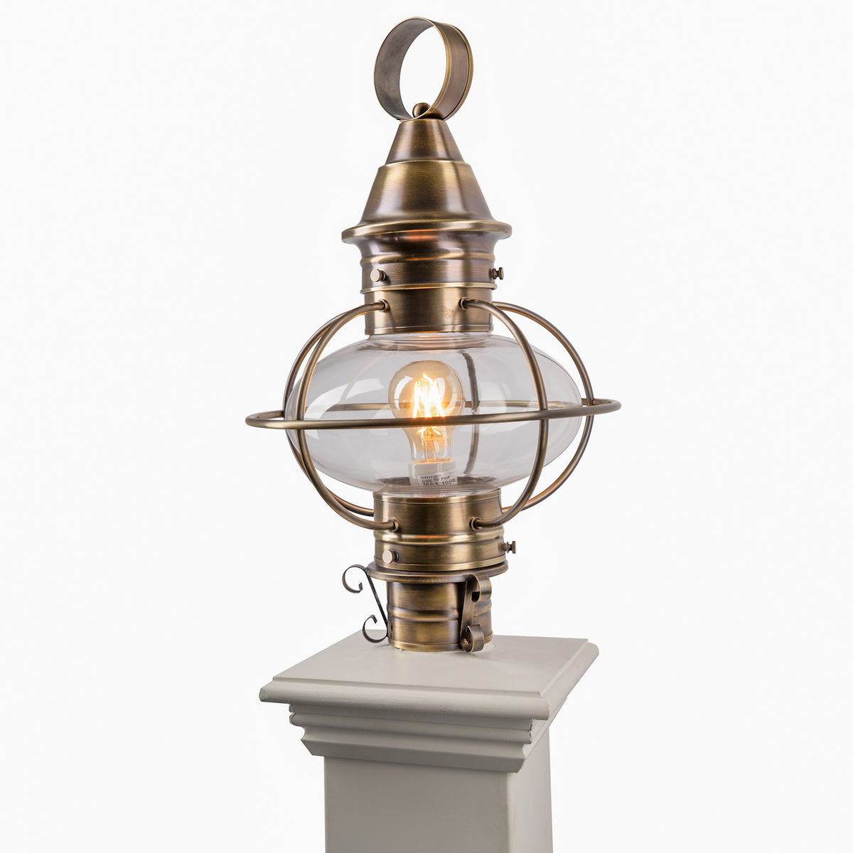 Norwell Lighting - 1711-AN-CL - One Light Post Mount - American Onion - Antique Brass