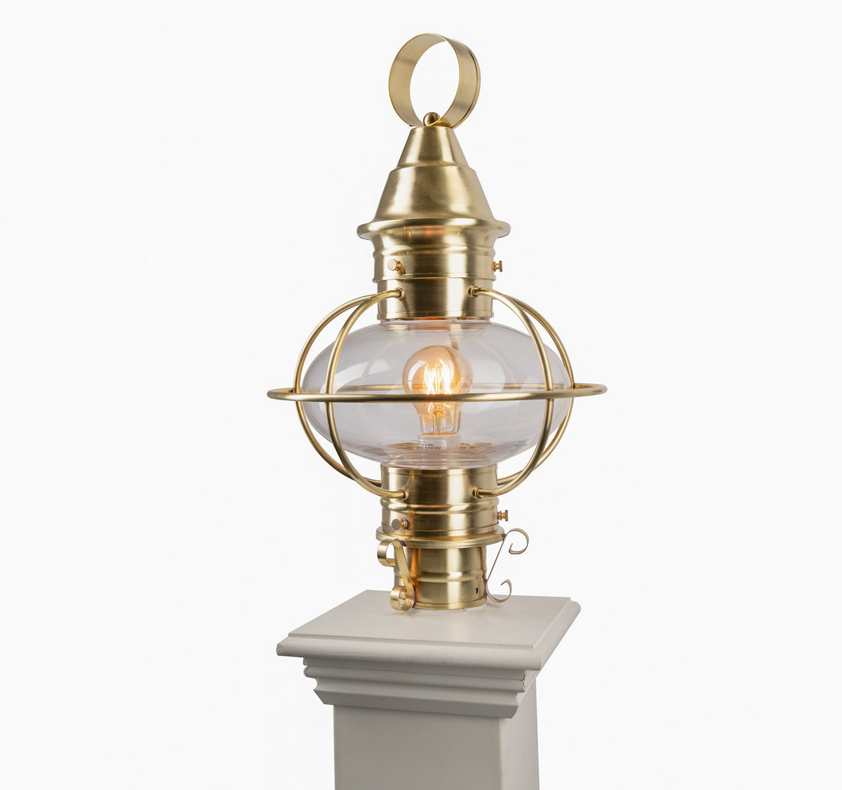 Norwell Lighting - 1711-SB-CL - One Light Post Mount - American Onion - Satin Brass