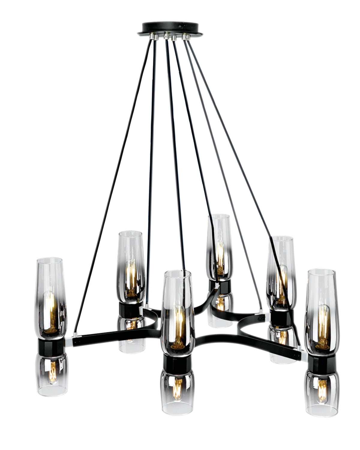 Norwell Lighting - 9775-MBCH-CLGR - 12 Light Chandelier - Flame - Matte Black With Chrome