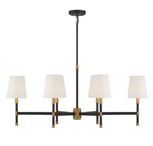 Savoy House - 1-1631-6-143 - Six Light Linear Chandelier - Brody - Matte Black with Warm Brass Accents