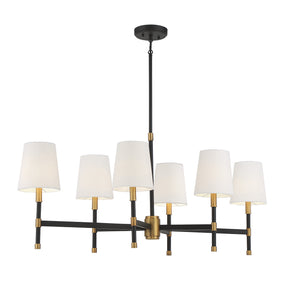 Savoy House - 1-1631-6-143 - Six Light Linear Chandelier - Brody - Matte Black with Warm Brass Accents