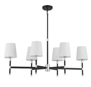 Savoy House - 1-1631-6-173 - Six Light Linear Chandelier - Brody - Matte Black with Polished Nickel Accents