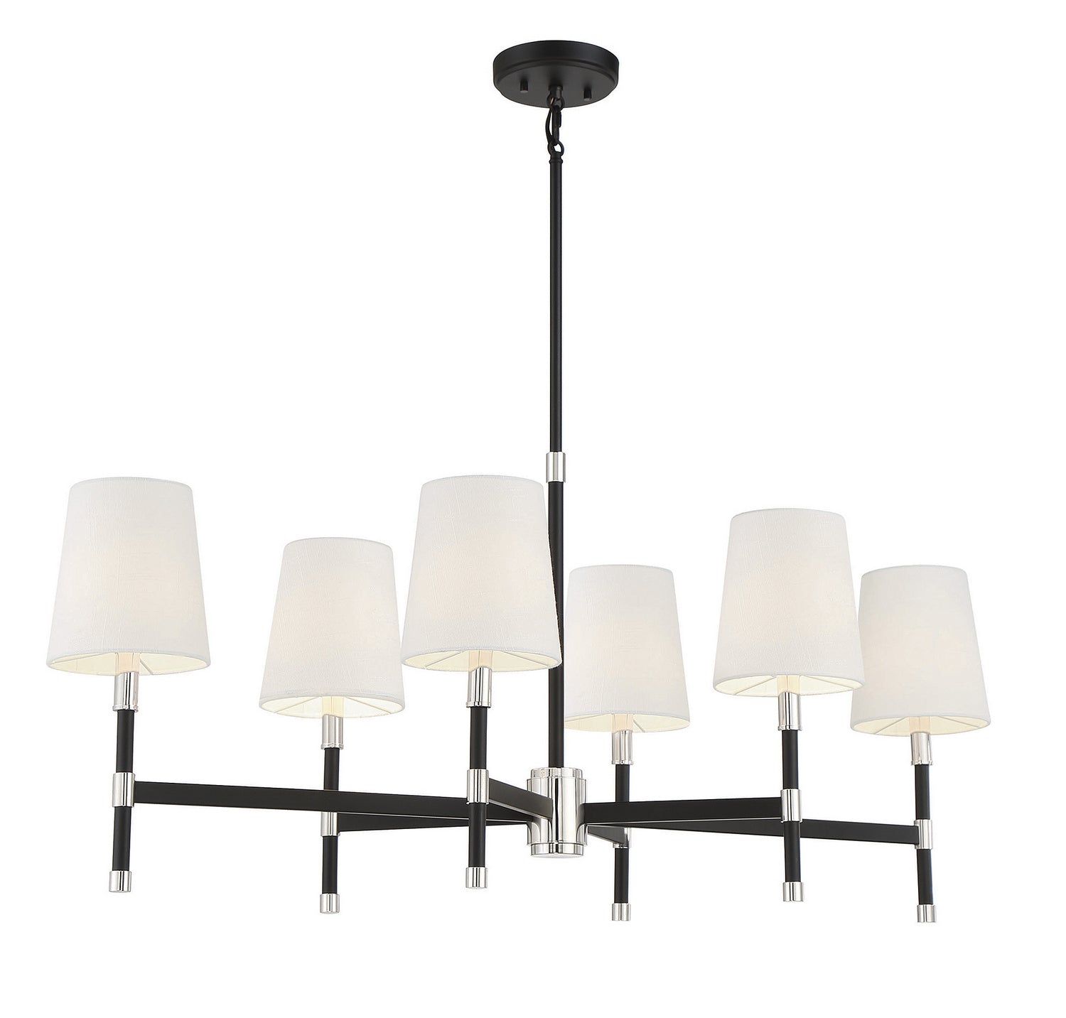 Savoy House - 1-1631-6-173 - Six Light Linear Chandelier - Brody - Matte Black with Polished Nickel Accents