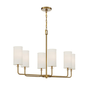 Savoy House - 1-1756-6-322 - Six Light Linear Chandelier - Powell - Warm Brass