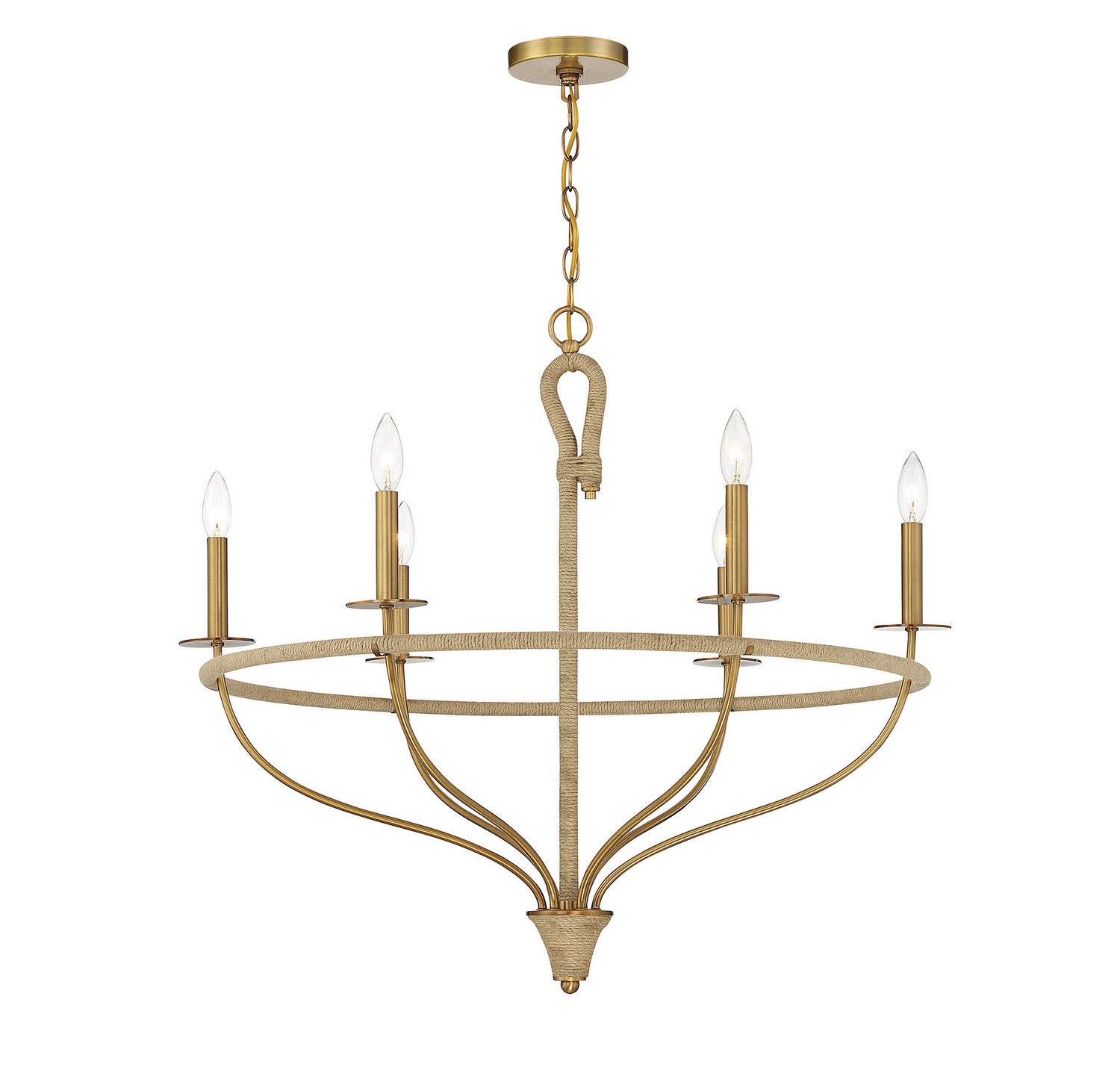 Savoy House - 1-1823-6-320 - Six Light Chandelier - Charter - Warm Brass and Rope