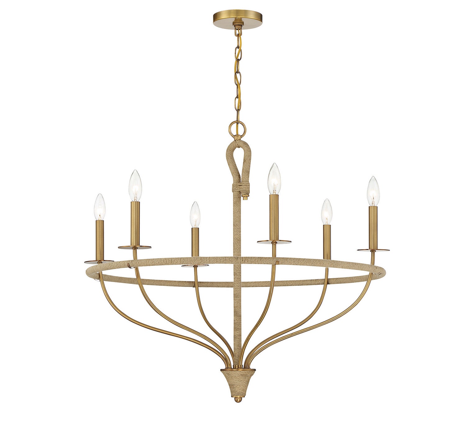 Savoy House - 1-1823-6-320 - Six Light Chandelier - Charter - Warm Brass and Rope