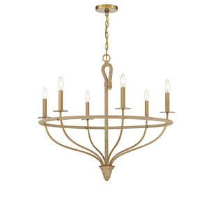 Savoy House - 1-1823-6-320 - Six Light Chandelier - Charter - Warm Brass and Rope