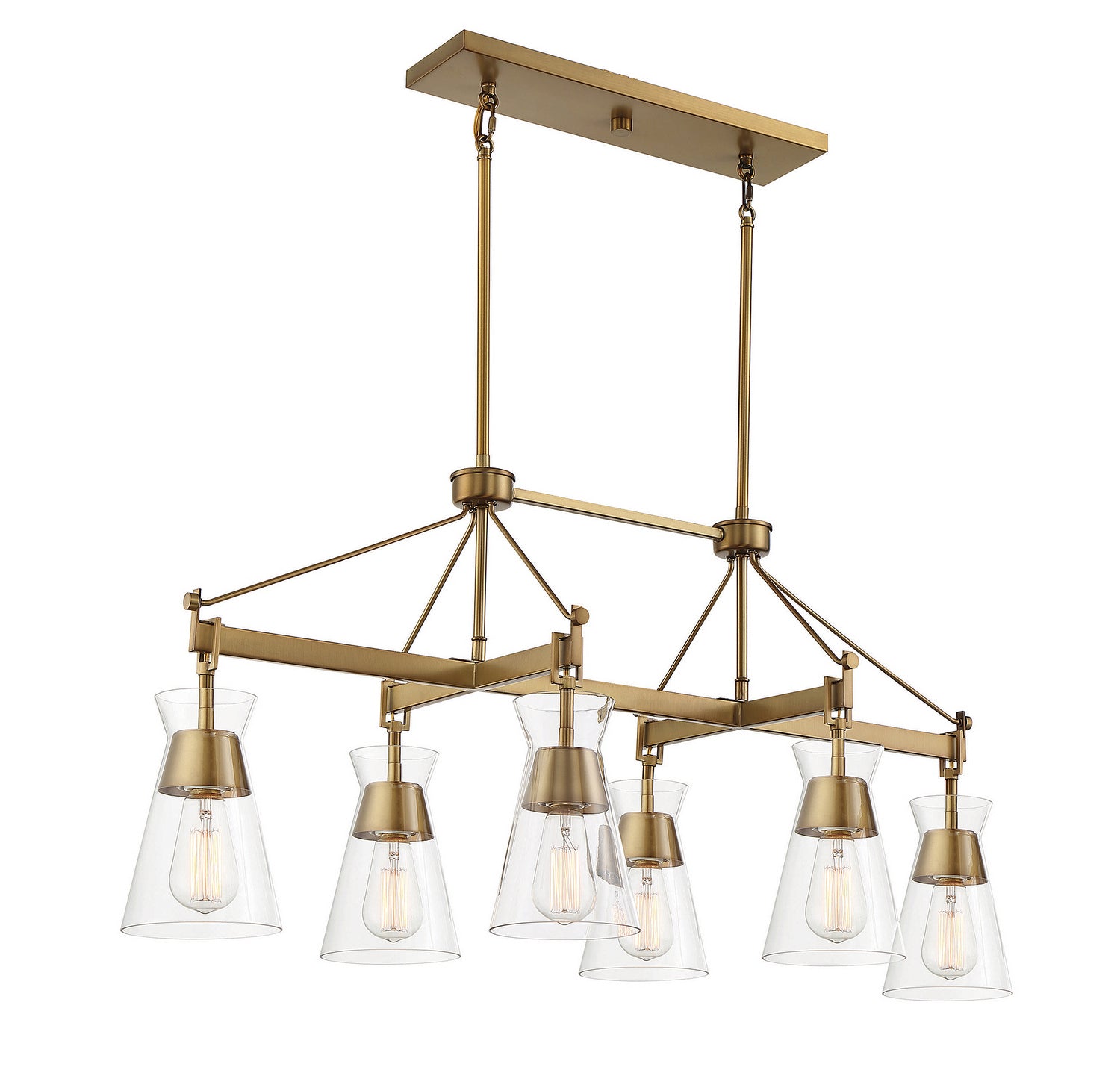 Savoy House - 1-1833-6-322 - Six Light Linear Chandelier - Lakewood - Warm Brass